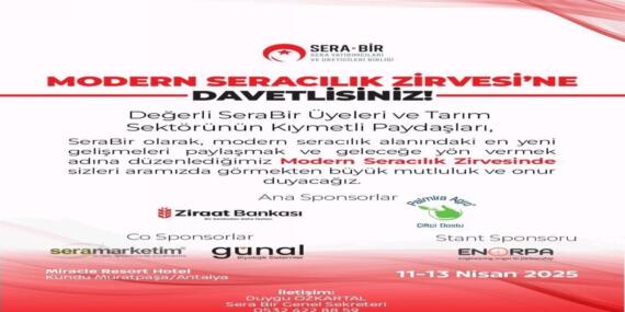 Antalya’da Modern Seracılık Zirvesi Düzenleniyor
