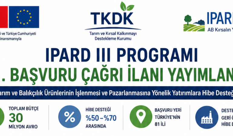 IPARD III Programı 11. Başvuru Çağrı İlanı Yayımlandı: Projelere %50 Hibe